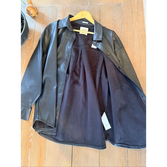 NWT Abercrombie & Fitch Oversized Vegan Leather Shirt Jacket Size Large - Picture 5 of 7